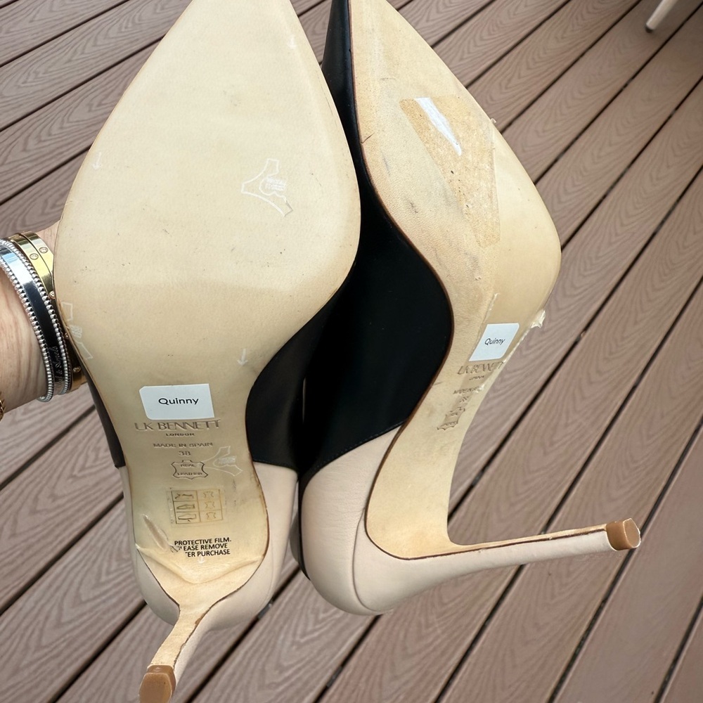 LK Bennett Black and Cream Topline Heels NEW - Picture 8 of 11